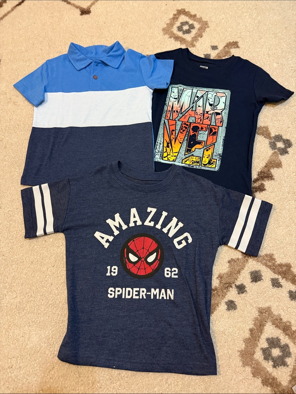 jumping beans Navy & Light Blue Boys Polo and Graphic Tees Set